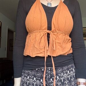 Orange Halter Top size S 100% cotton